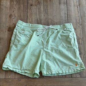 VINTAGE Polo Ralph Lauren Green Gingham Swim Trunks